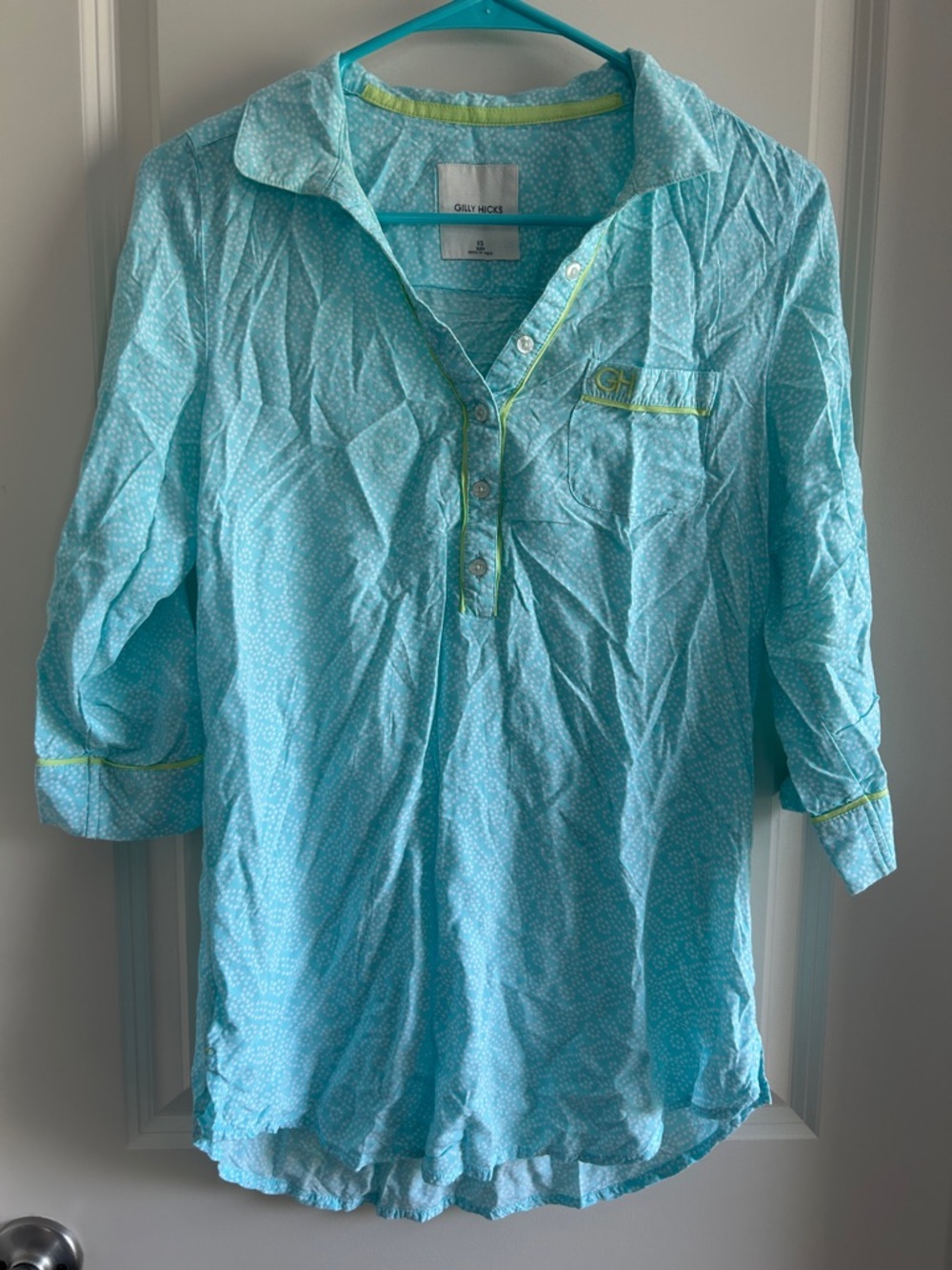 Gilly Hicks Light Aqua Polka Dot night shirt